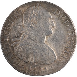 Meksyk 1801 r., moneta z pierwszego emisji, srebrna, 8 reali