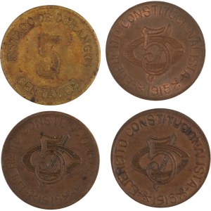 Mexiko 1914–15, 5 Centavos (4 Stück)