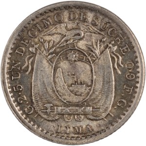 Ecuador 1912 Silver 1 Decimo F.G.