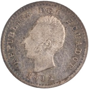 Ecuador 1912 Silver 1/2 De Sucre FG