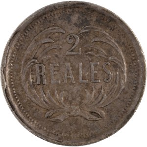 Guatemala 1873, 2 reales d'argento, rotolo dell'Indipendenza