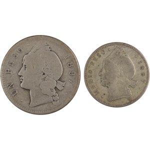 Dominican Republic 1897 Silver Coin Lot (2 Pieces)