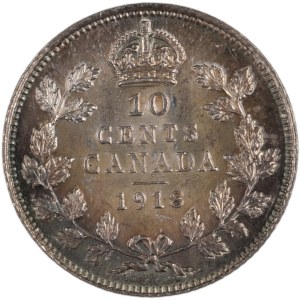 Canada 1918 Silver 10 Cents