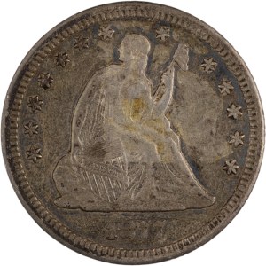 United States 1877-CC Silver 25 Cents Seated Liberty