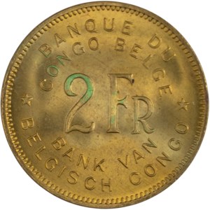 Belgian Congo 1947 2 Francs Elephant