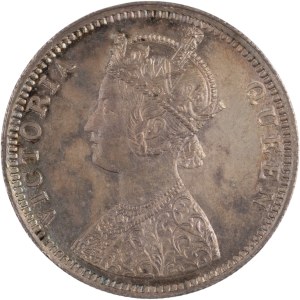 India 1862 B British India Silver One Rupee C/II 1/2 Rare Type