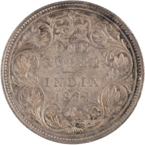India 1862 B British India Silver One Rupee C/II 1/2 Rare Type