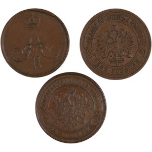 Russia 1866-1902 1 & 2 Kopeks (3 Pieces)
