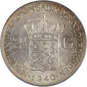 Holandsko 1940, strieborný 2 1/2 gulden