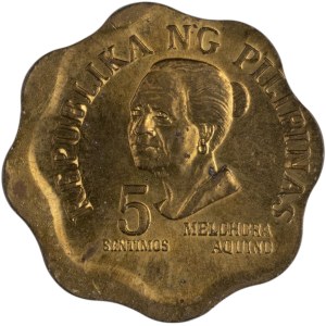 Philippines 1976 5 Sentimos Off Centre Strike Error