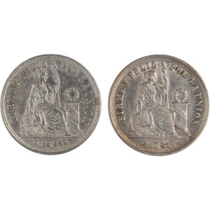 Peru 1874-75 Silver 1/5 Sol (2 Pieces)