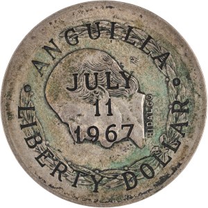 Anguilla 1967 Silver Liberty Dollar Counterstamp on Mexico 5 Pesos 1951