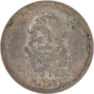Anguilla 1967 Silver Liberty Dollar Counterstamp on Mexico 5 Pesos 1951