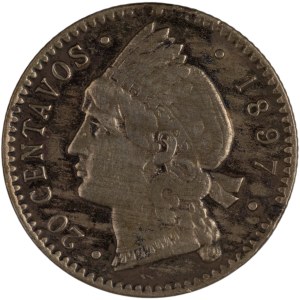 Dominican Republic 1897 Silver 20 Centavos