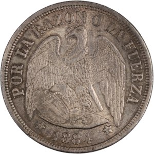 Chile 1884 Silver 1 Peso