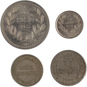 Cile 1872-1933 Da 1 centavo a 1 peso (4 pezzi)