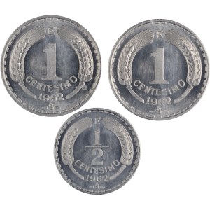 Cile 1962, 1 centesimo e 1/2 centesimo (3 pezzi)