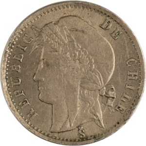 Chile 1872, 1/2 centava, přetisk