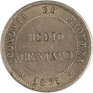 Chile 1872, 1/2 centava, přetisk
