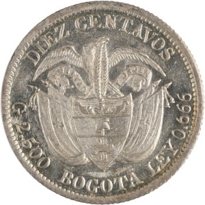 Colombia 1897, moneta d'argento da 10 centavos