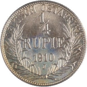 Německo 1910 J Východní Afrika, stříbrná 1/4 rupie