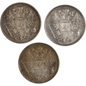 Finsko 1908–1914, stříbrných 50 penií (3 kusy)