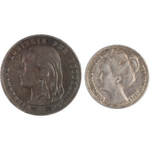 Netherlands 1897-98 Silver 1 Gulden ans 1/2 Gulden (2 Pieces)
