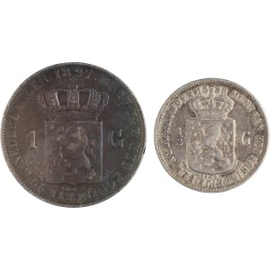 Netherlands 1897-98 Silver 1 Gulden ans 1/2 Gulden (2 Pieces)