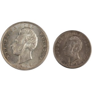 Ecuador 1914-16 Silver 2 Decimos and Decimo (2 Pieces)
