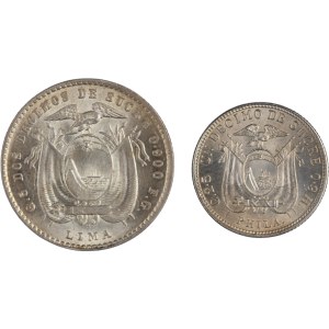 Ecuador 1914-16 Silver 2 Decimos and Decimo (2 Pieces)