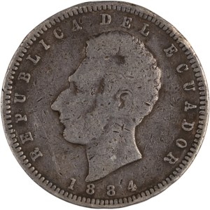 Ecuador 1884 Silver 1/2 Sucre