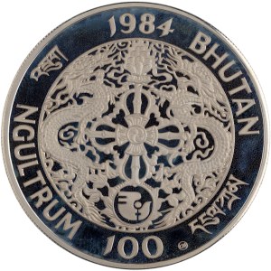 Bhoutan, 1984, pièce de 100 ngultrums en argent « Décennie des femmes »