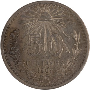 Mexico 1907 Silver 50 Centavos