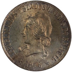 Brésil, 1906, pièce d'argent de 2 000 reis