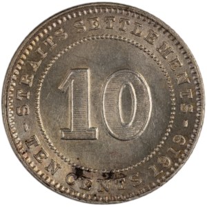 Stratovské osady, 1919, strieborná minca v hodnote 10 centov