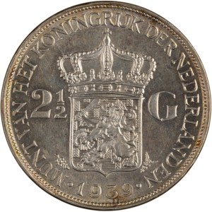 Netherlands 1939 Silver 2 1/2 Gulden