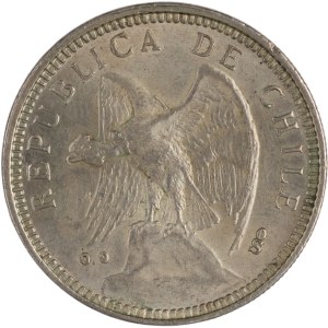 Chile 1927, stříbrná mince v hodnotě 5 pesos