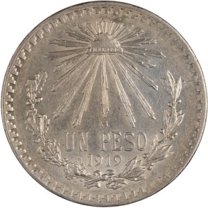 Mexiko 1919, 1 peso, striebro, 1 Mo