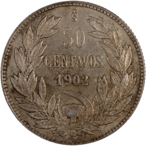 Chile 1902 Silver 50 Centavos
