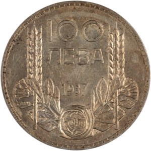 Bułgaria 1937 r. Srebrna moneta o nominale 100 lewów