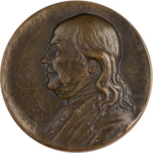 United States 1928 Bronze Large Medal Benjamin Franklin 200th Anniversary of the Saturday Evening Post