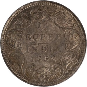 India 1862 Silver 1/4 Rupee