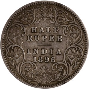 India 1896 Silver Half Rupee