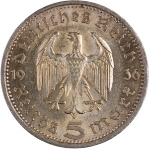 Germany 1936 Silver 5 Reichsmark Paul von Hindenburg