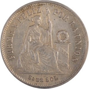 Peru 1875 YJ Silver 1/5 Sol