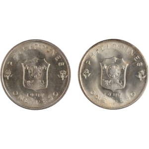 Filipiny 1947 r., srebrna moneta o nominale 1 peso z wizerunkiem Douglasa MacArthura (2 sztuki)