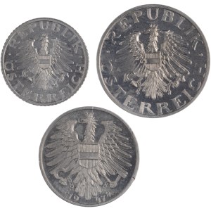 Austria 1947 50 Groschen, 1 & 2 Schilling Proof (3 Pieces)