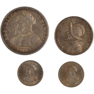 Panama 1904-30 Silver and Copper-Nickel (4 Pieces)