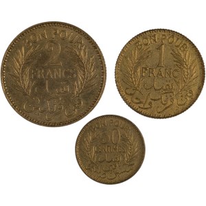 Tunisia 1941 AH1360 50 Centimes to 2 Francs (3 Pieces)