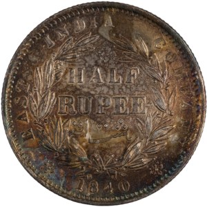 India 1840 British India Silver 1/2 Rupee